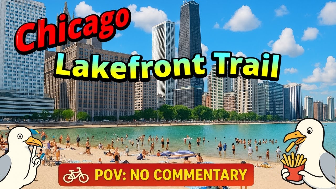 Skyscrapers, Navy Pier and Shoreline Views &ndash; Chicago Lakefront Trail | POV: No Commentary