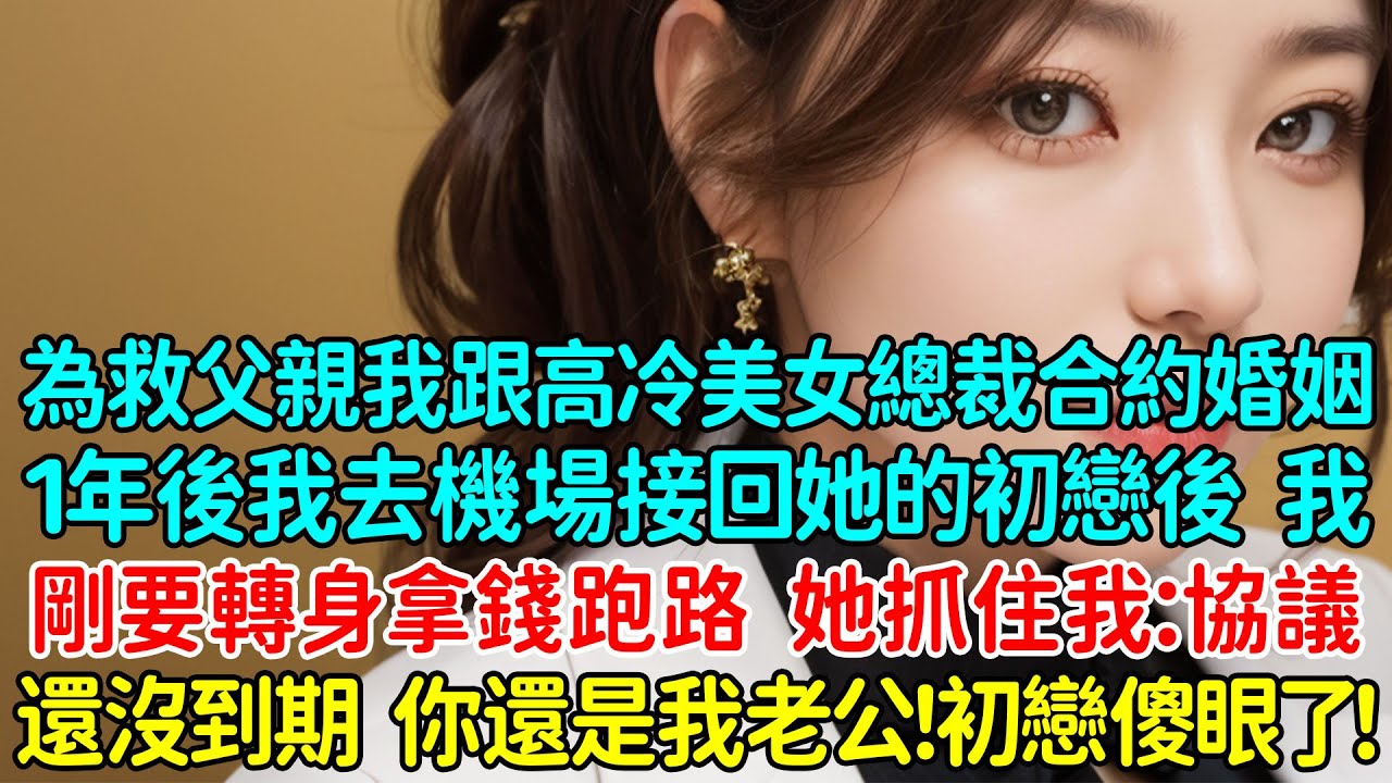為了救父親我跟高冷美女總裁合約婚姻，1年後我去機場接回她的初戀後，我剛要轉身拿錢跑路，她卻抓住我：協議還沒到期，你還是我老公！初戀傻眼了！