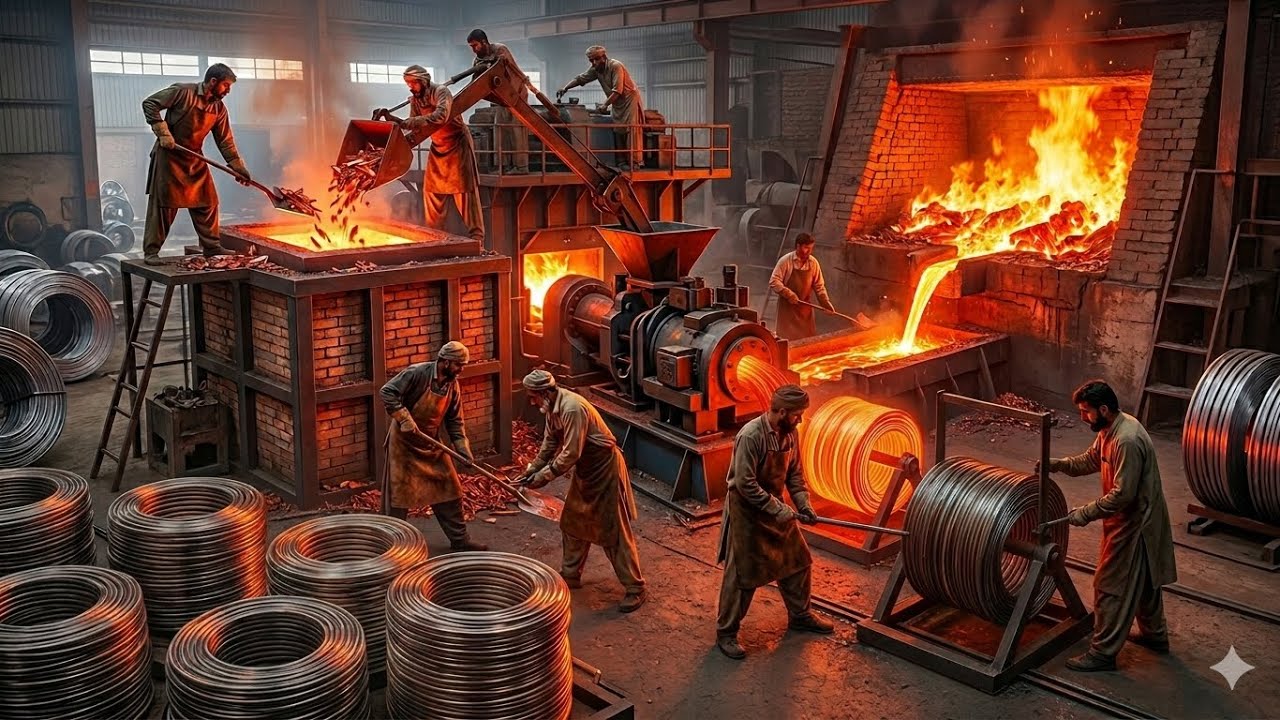 How Pakistani Workers Make Strong Steel Binding Wire l Amazing Factory Process 😱