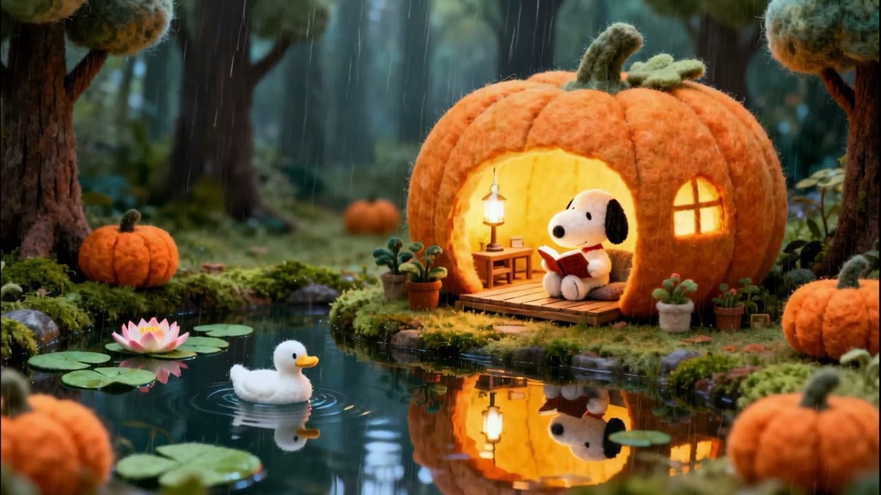 Snoopy’s Cozy Rainy Reading Nook 📚 Relaxing Jazz Beats for Focus 🔥 Studying with Soft Rain