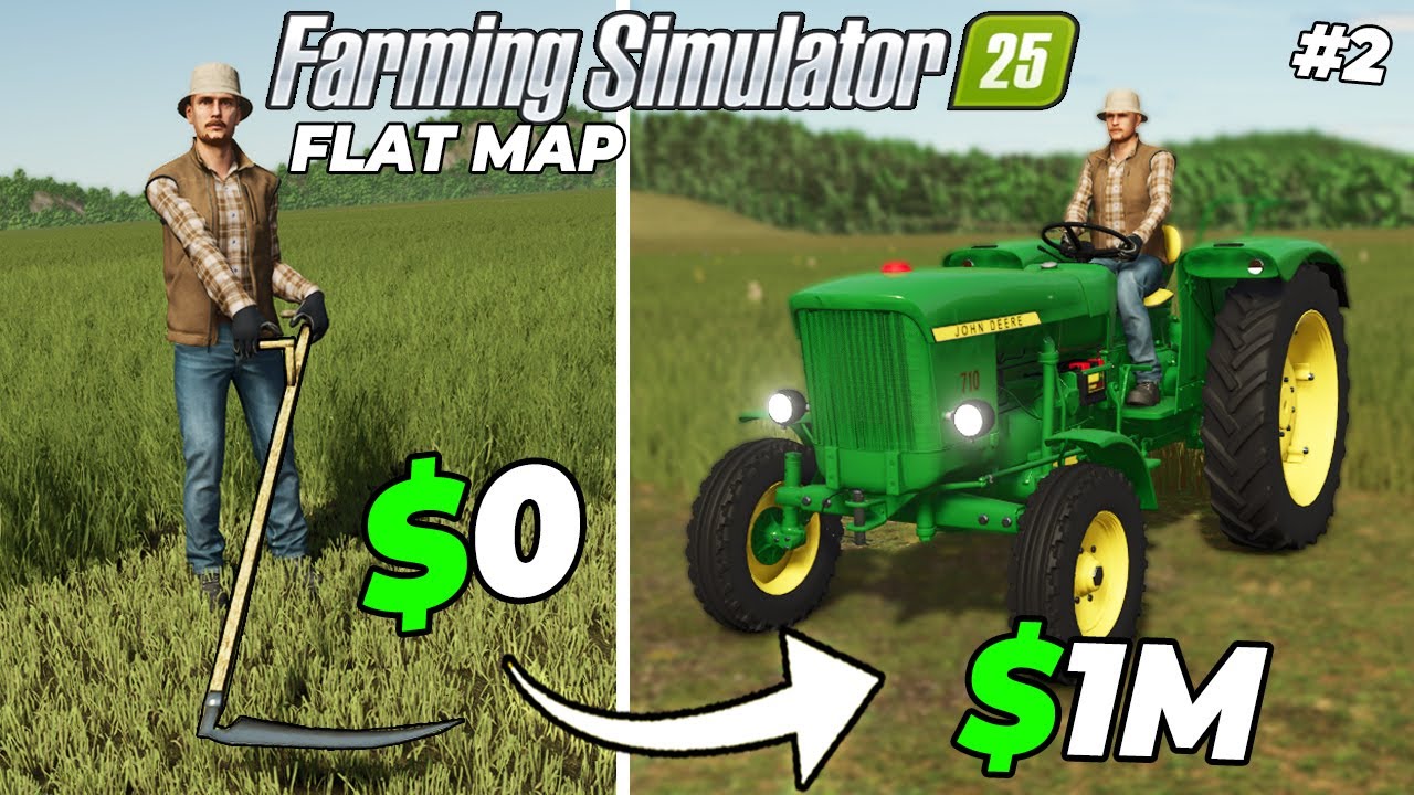 I spent 200 days on the Flat Map with $0! - Farming Simulator 25