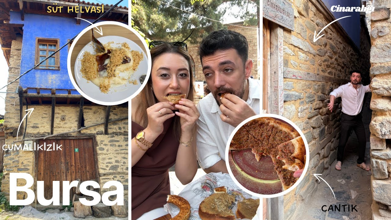 Yemekli Bursa Gezisi|Tahinli Pide, Ulu Camii, Cantık, Cumalıkızık, Cinaralığı Sokağı, Süt Helvası 😋