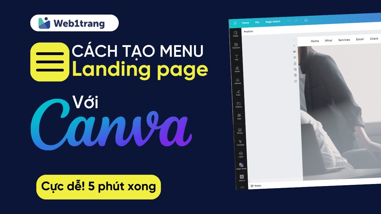 Thêm MENU landing page CANVA (Nhiều cách)