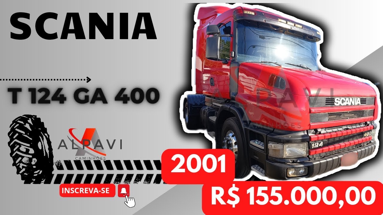 Cavalo 4x2 Scania T 124 Ga 400 Ano 2001 a venda #scaniatrucks #gfm #truck #cabelobatateiro #gbn