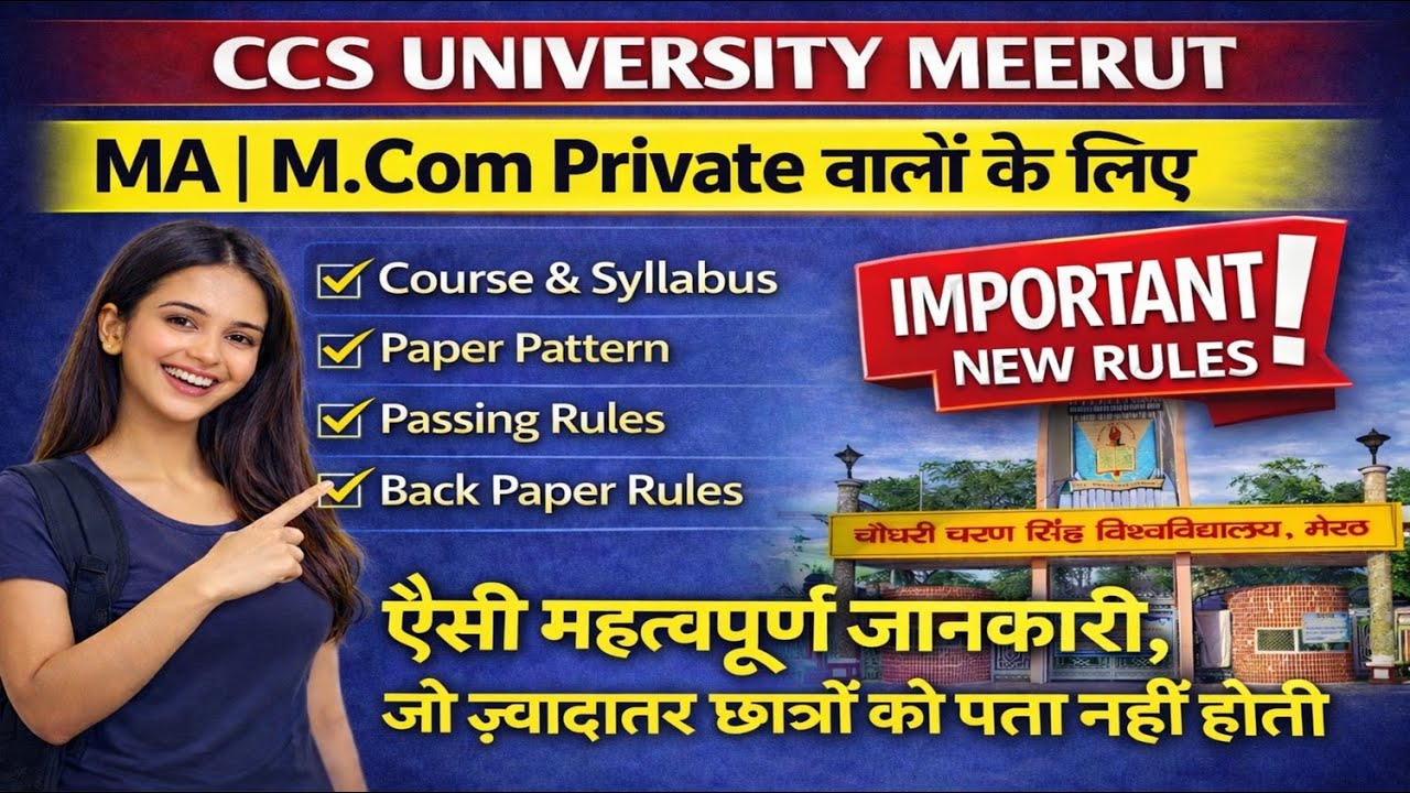 CCS University MA | M.Com Private New Rules 2026 | Course, Paper Pattern, Passing Rules