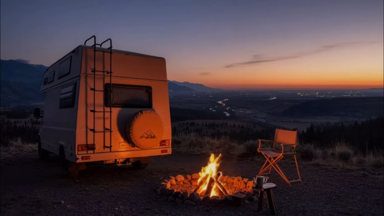 🌅 Camp Fire & City Lights ✨🔥 | Van Life Escape