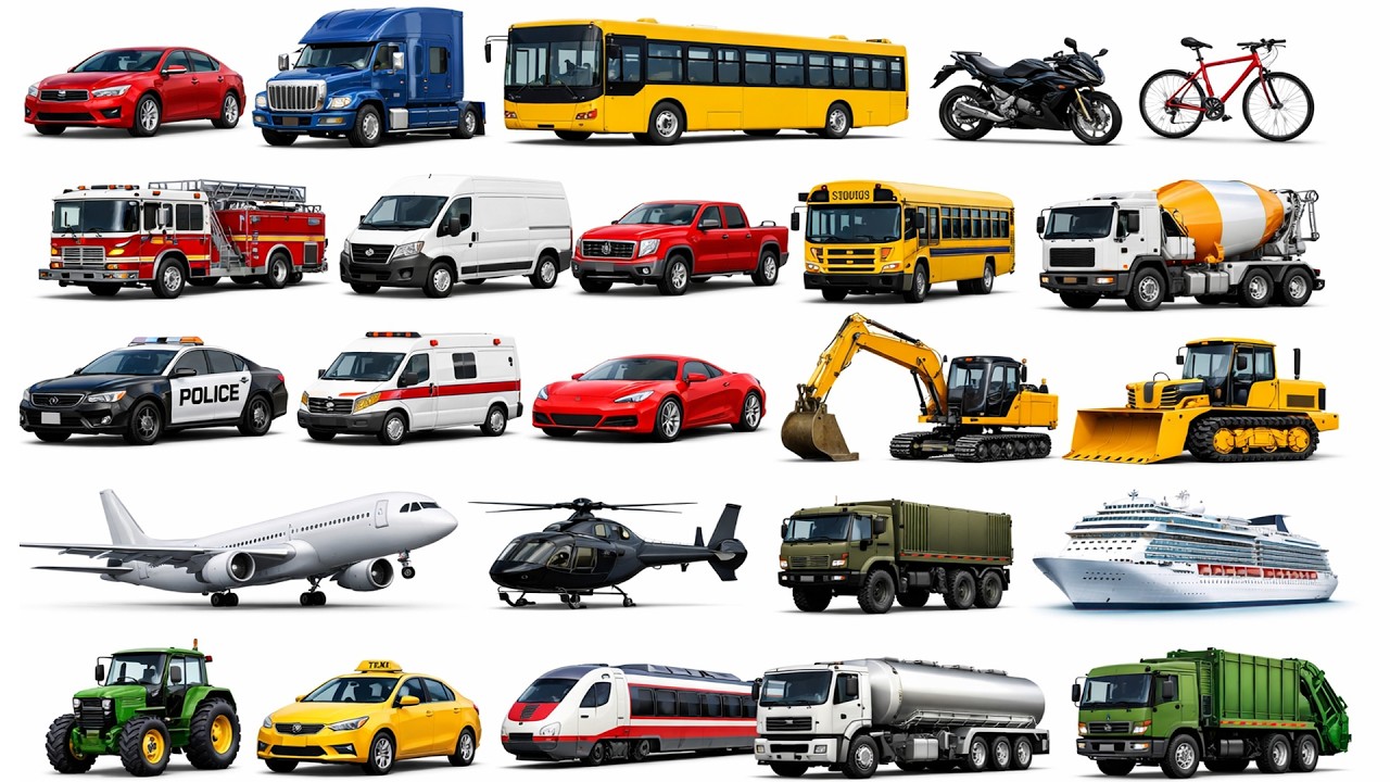 Vehicle Names | Learn 100 Vehicle Names in English with sounds | Mode of Transport for kids
