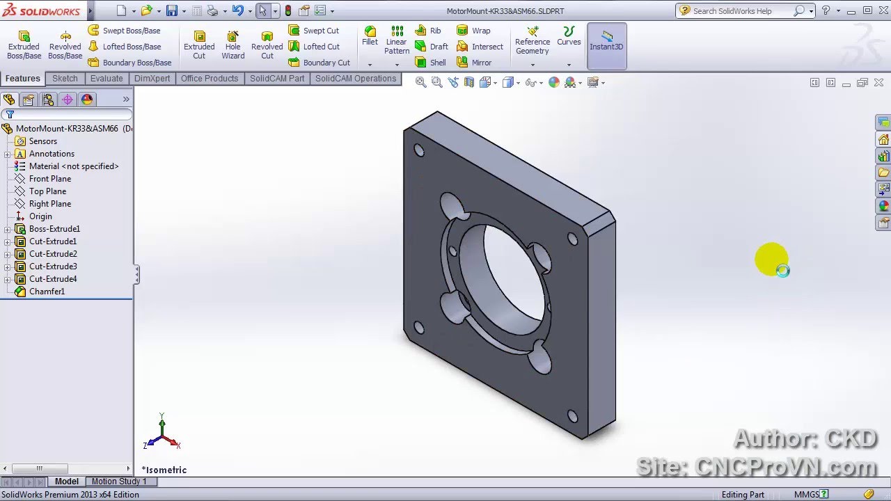 CKD learn - Solidworks example - THK KR33 and Alpha ASM66 motor mount