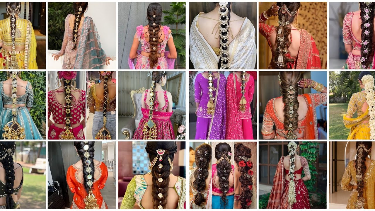 Bridal Hairstyles with Hair Jewellery | Dulhan Open Hair, Braided Wedding Hairstyles | Bridal Look
