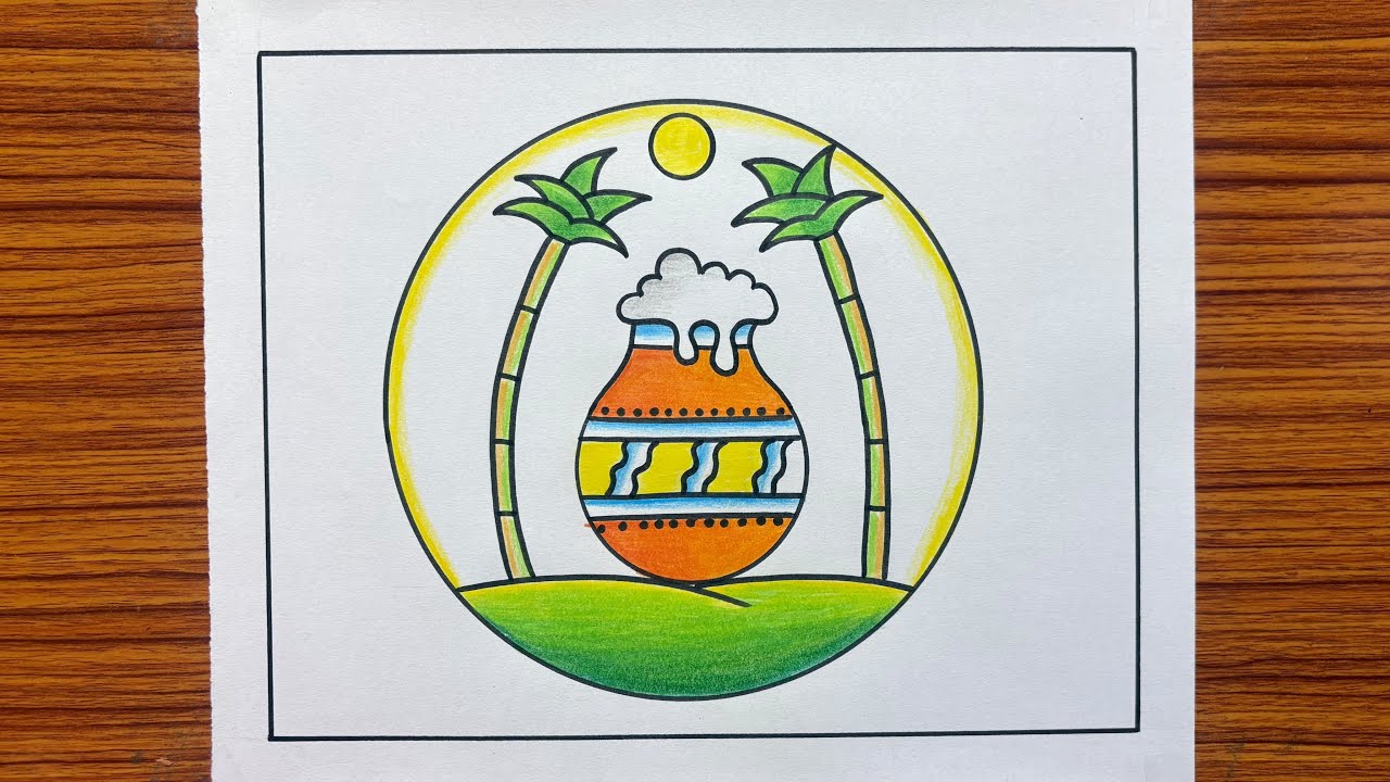 Pongal Drawing / Pongal Festival Drawing / Pongal Drawings / Easy Pongal Poster Ideas 