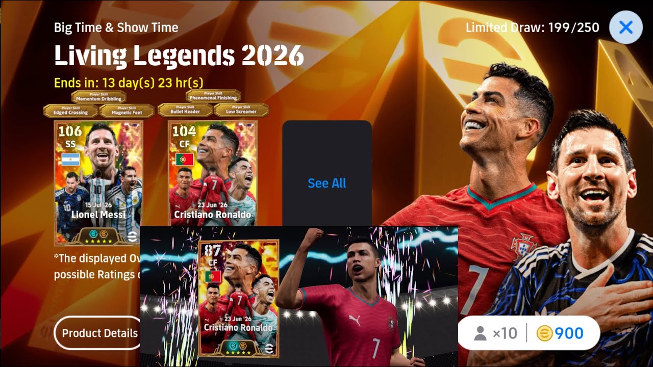 Cristiano Ronaldo + Lionel Messi + Neuer | Living Legend World Cup 2026| Pack Opening Efootball 2026