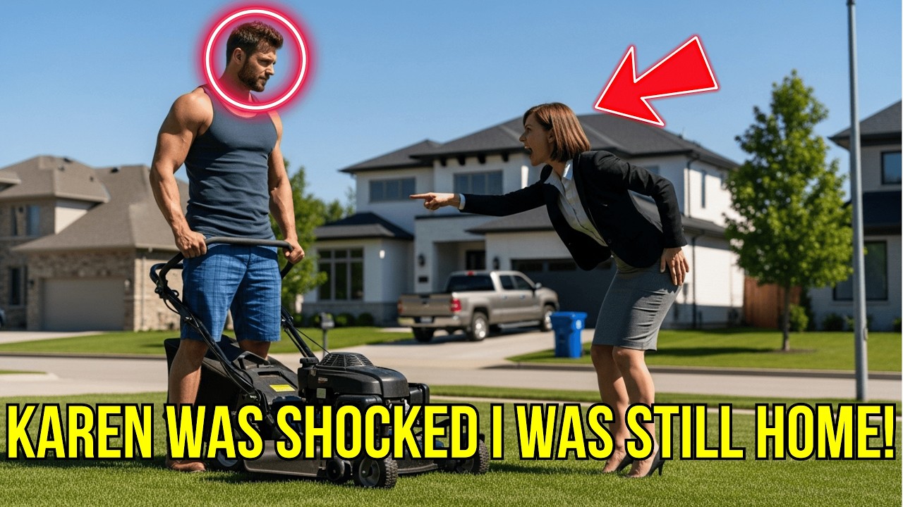 Karen Was SHOCKED to See Me Mowing My Lawn — Claimed I Was Evicted 20 Hours Ago!