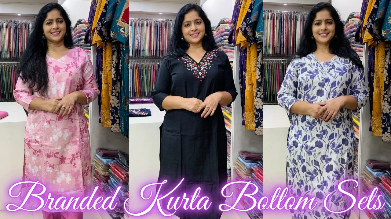 Branded Kurta Bottom Sets | Floral Printed And Embroidery Kurti Sets Top Bottom @TrendzAlappuzha