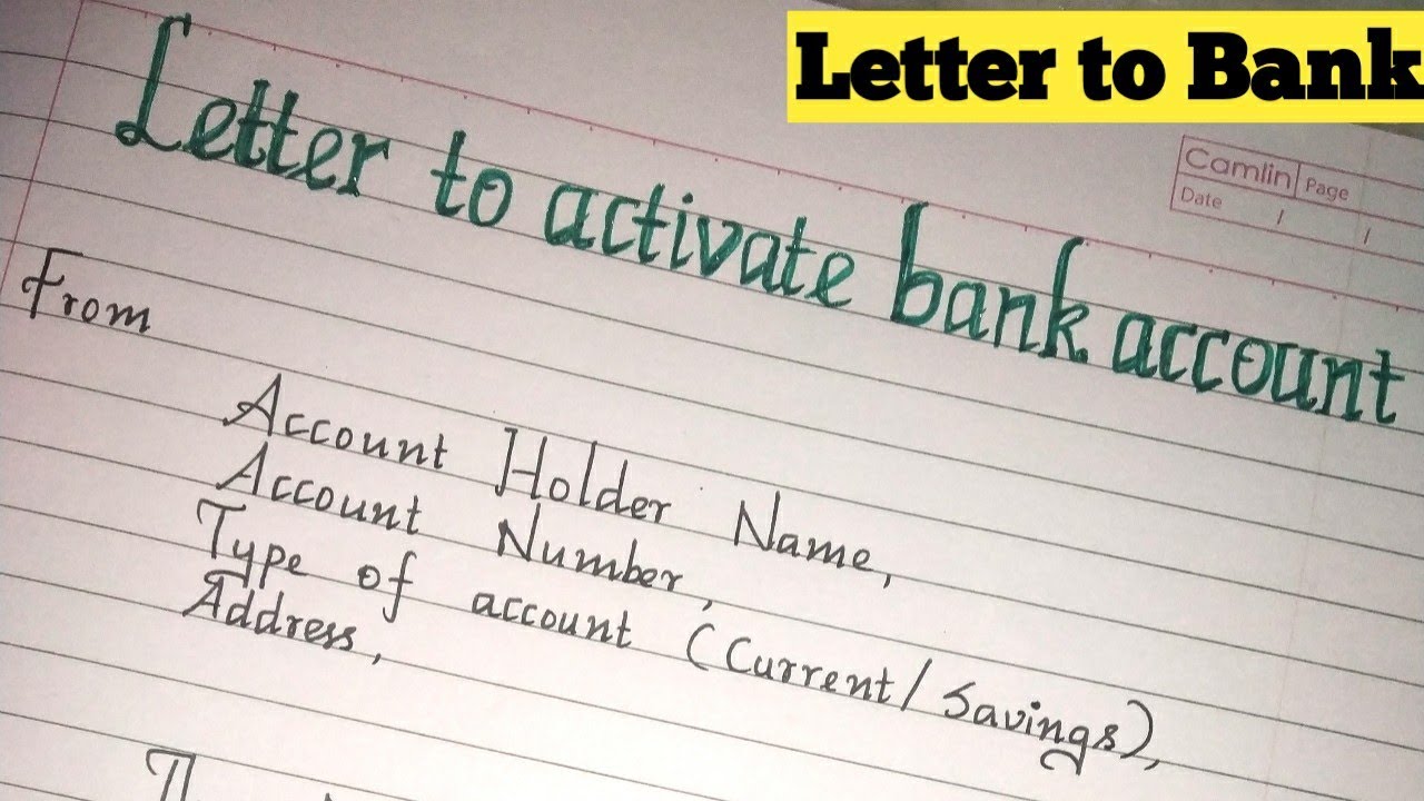Letter to Activate your Bank Account//Activation of dormant or inactive bank account//letter writing