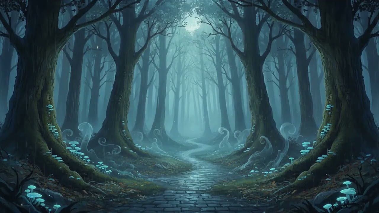 Rainy Enchanted Forest at Night 🌧️🌲 | 12 Hours Fantasy Ambience