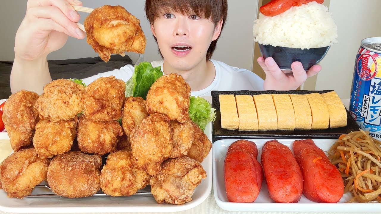 ASMR 唐揚げ, 明太子, だし巻き卵 Crispy Fried Chicken EATING SOUNDS | 咀嚼音 | MUKBANG | 먹방