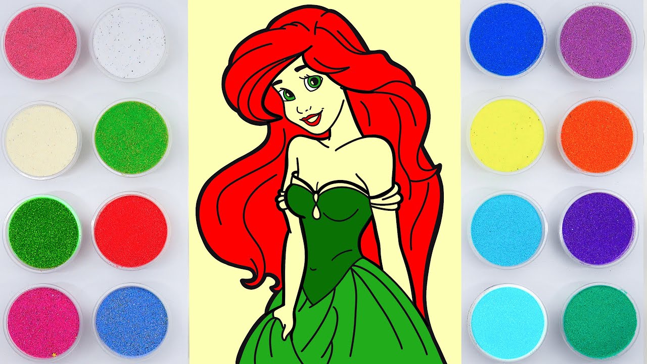 Sand painting mermaid Ariel princess