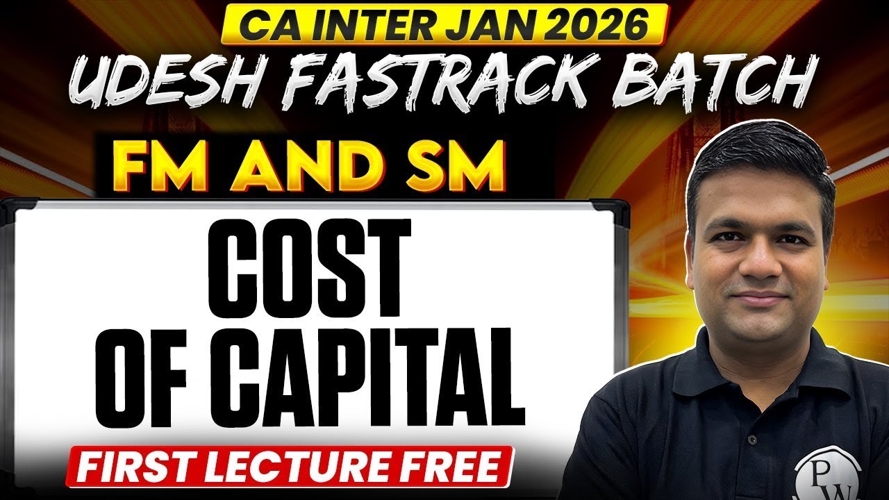 CA Inter FM And SM: Cost Of Capital | Udesh Fastrack Jan 2026 | CA Sunil Keswani Sir