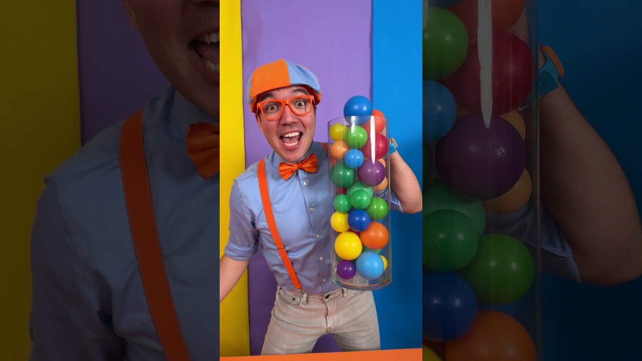 HOW Many Ball Pit Balls 🔵🟠🟢 can Blippi COUNT?! 1-2-3 Learn with Me! #blippi #shorts