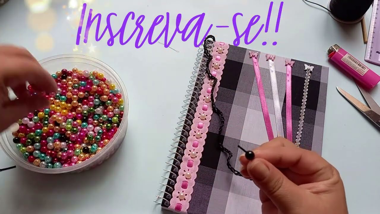 COMO ENCAPAR CADERNO COM TECIDO!! 😄😄😄How to DECORATE NOTEBOOKS. DIY