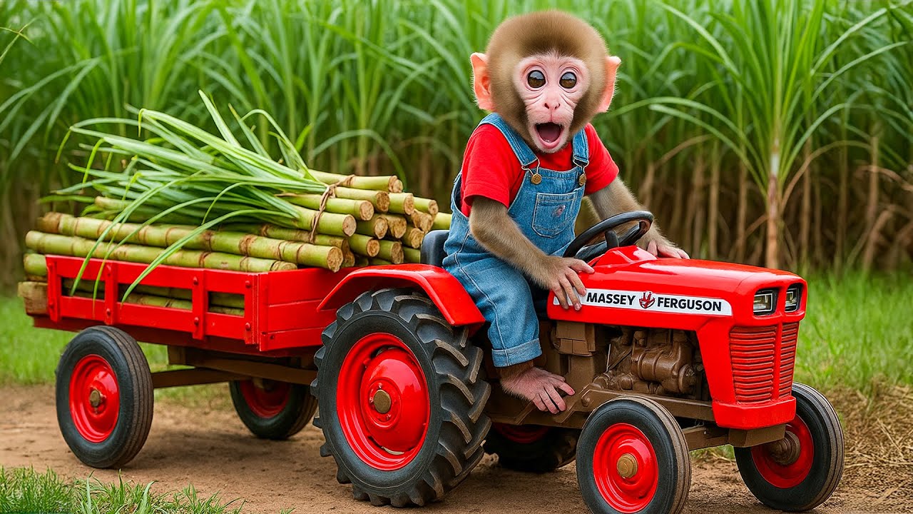 Monkey NaNa Drives a Tractor Epic Farm Adventure 🐒🚜🌾 A Magical Sugarcane Harvest Begins!