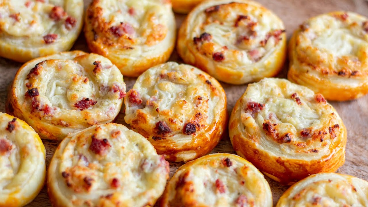 BL&Auml;TTERTEIGSCHNECKEN - herzhaft mit Schinken & K&auml;se (einfach zubereitet)
