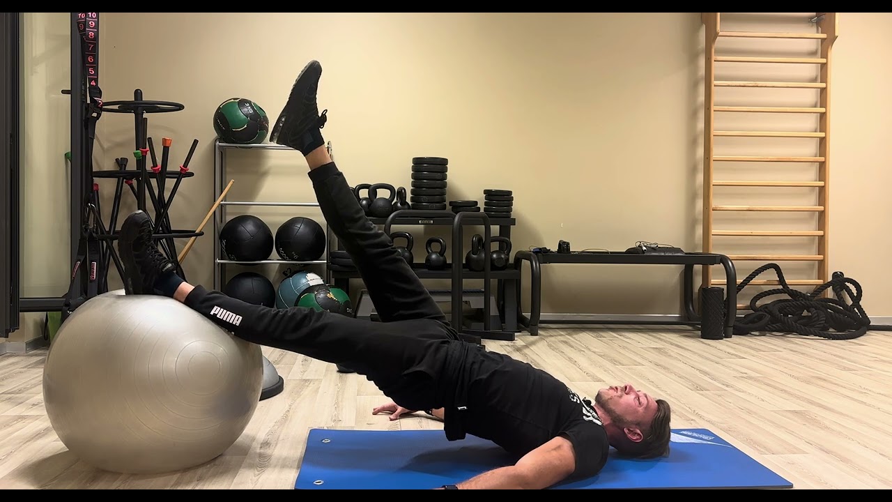 Bridge su Fitball: isotonico/ isometrico/ molleggiato/ one leg/ a gambe tese/ one leg isometrico