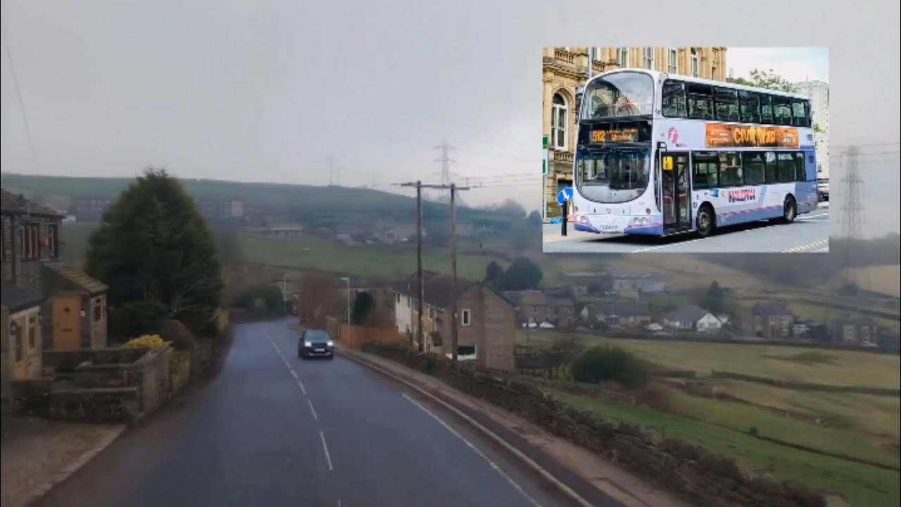 537 route visual between Huddersfield and Halifax via Stainland and Elland