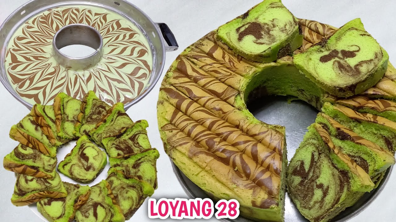Hasilnya Jumbo - Bolu Panggang Bolu Pandan Marmer Motif Tidak Tenggelam Hasilnya Lembut Banget