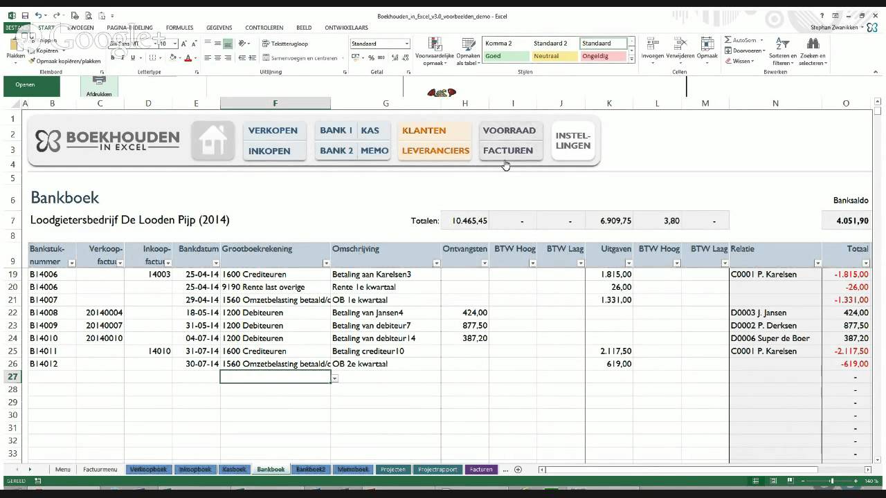 Demonstratie Boekhouden in Excel versie 3.0 | 2014-07-14