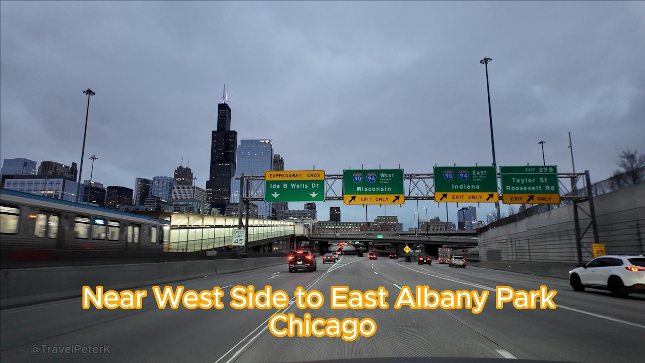 Driving from Illinois Medical District to East Albany Park in Chicago via I-90 Expressway