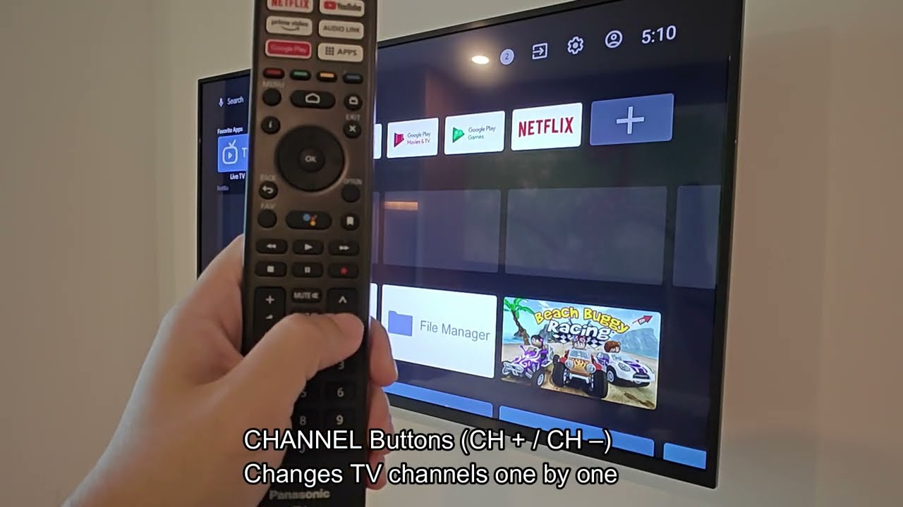 Home, Volume, Channel, Source and Back button on Panasonic TV Remote