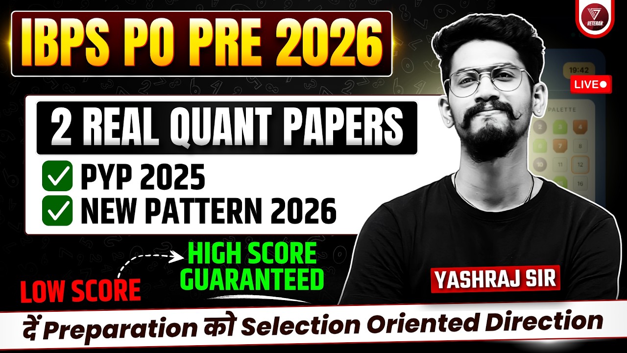 ✅2 Real Papers (PYQ+ New Expected Pattern) | IBPS PO Pre 2026 | Yashraj Sir