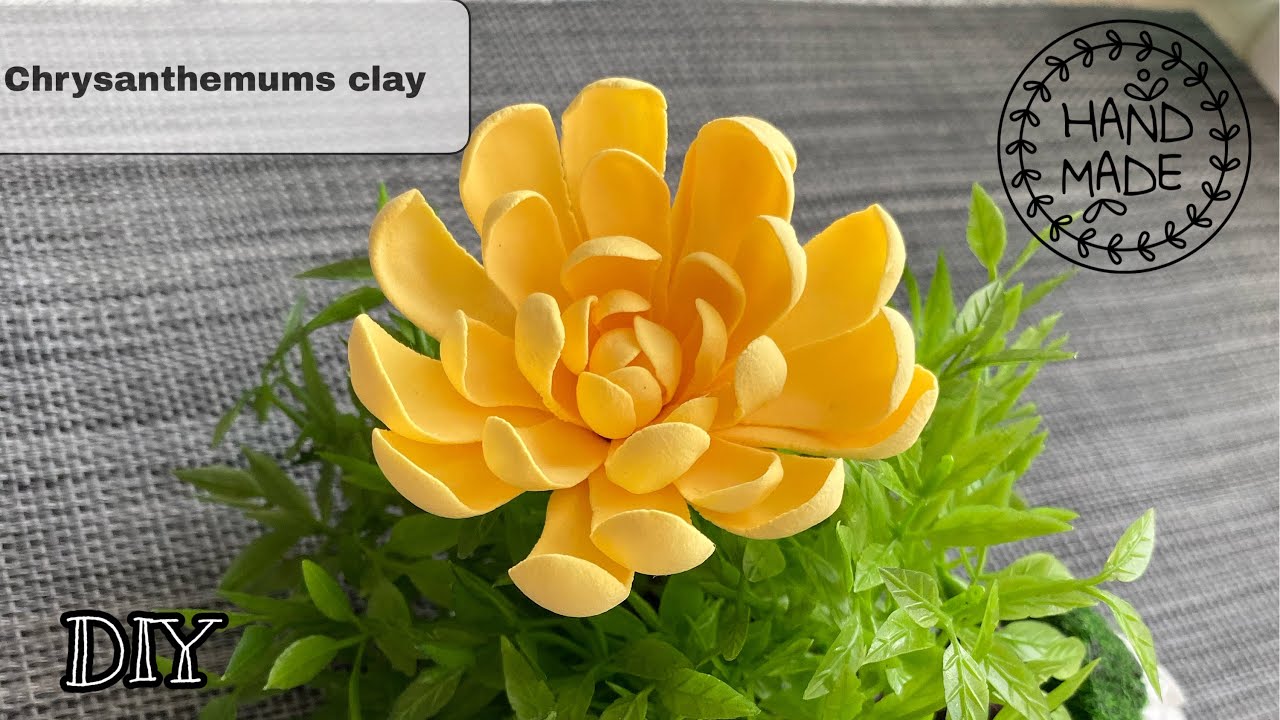 DIY! How to make Chrysanthemums by clay [Cold porcelain, sugarcraft, Air dry clay]