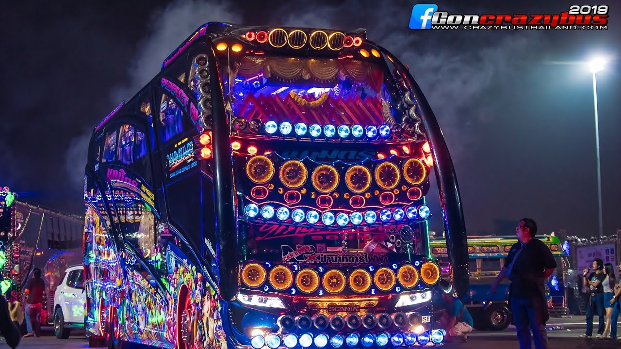 รถบัส รถตู้ รถสิบล้อ รถสองแถวหล่อๆ ทยอยกลับกันแล้วครับ EP.3 Thailand tourist bus light show