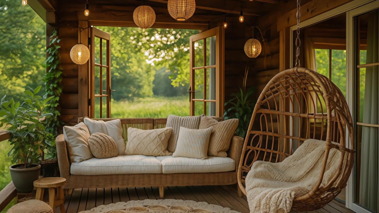 Cozy Evening on a Rustic Porch | Relaxing Nature Sounds & Soft Ambience