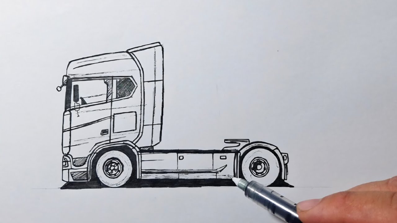 How to draw a scania truck easily 