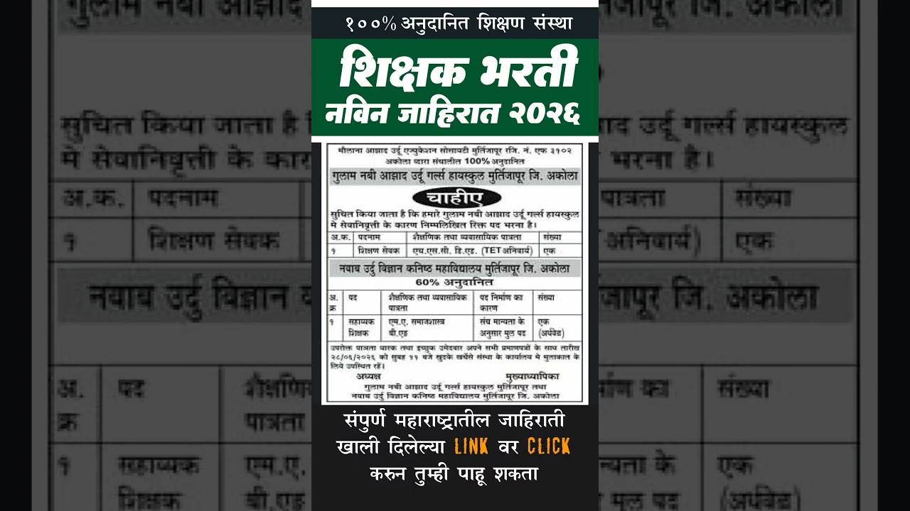 शिक्षक भरती जाहिरात #shikshakbharati #teacher #job #new #vacancy #shorts #ytshorts #viral #video