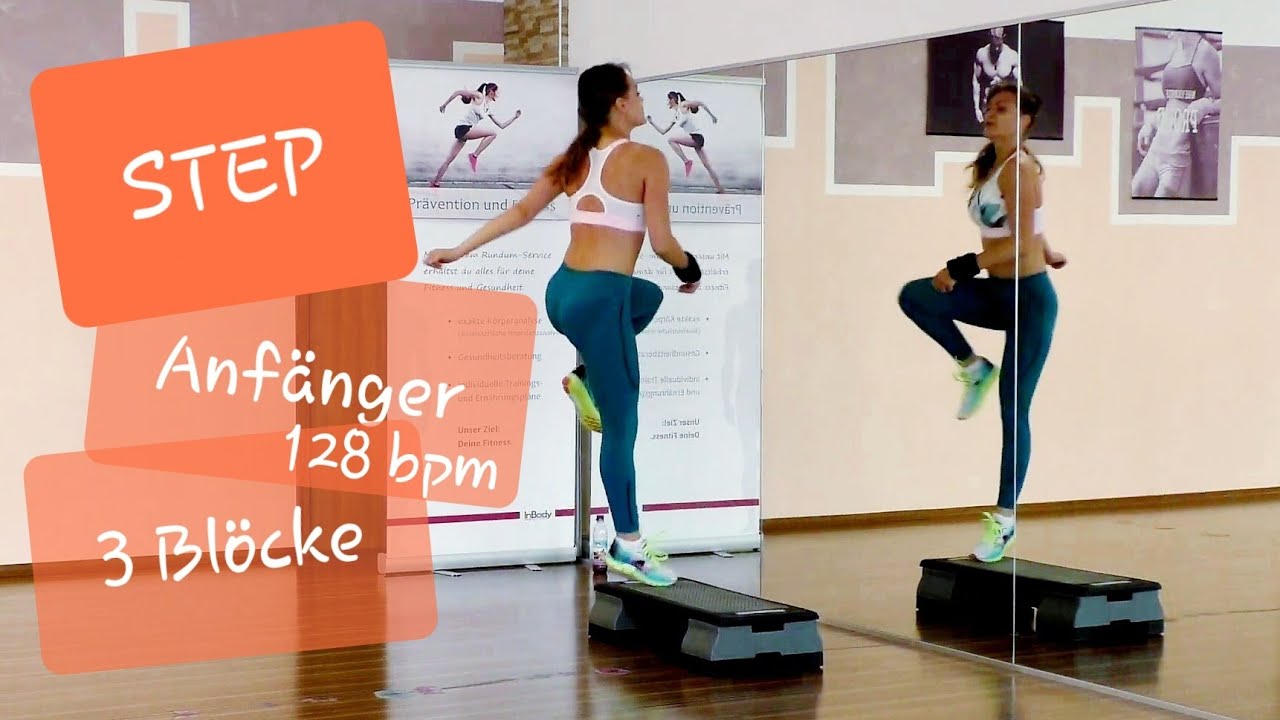 Einfache Step-Choreo für Anfänger / Step beginner easy step / Musikgeschwindigkeit 128 bpm, 3 Blöcke