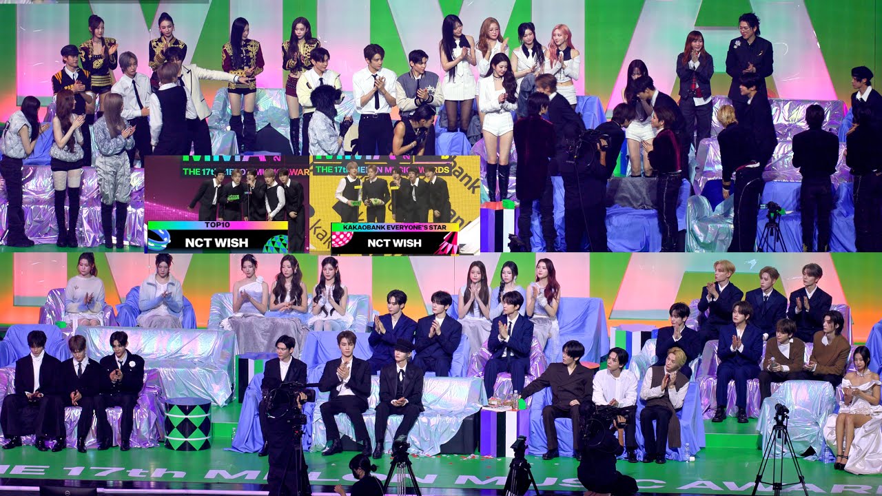 [2025 MMA NCT WISH 엔시티 위시 2관왕 수상소감 올해의 톱10 카카오뱅크 모두의 스타] 아이돌 리액션 직캠(제니 에스파 라이즈 올데프 하츠투하츠 보넥도 알디원 지코)
