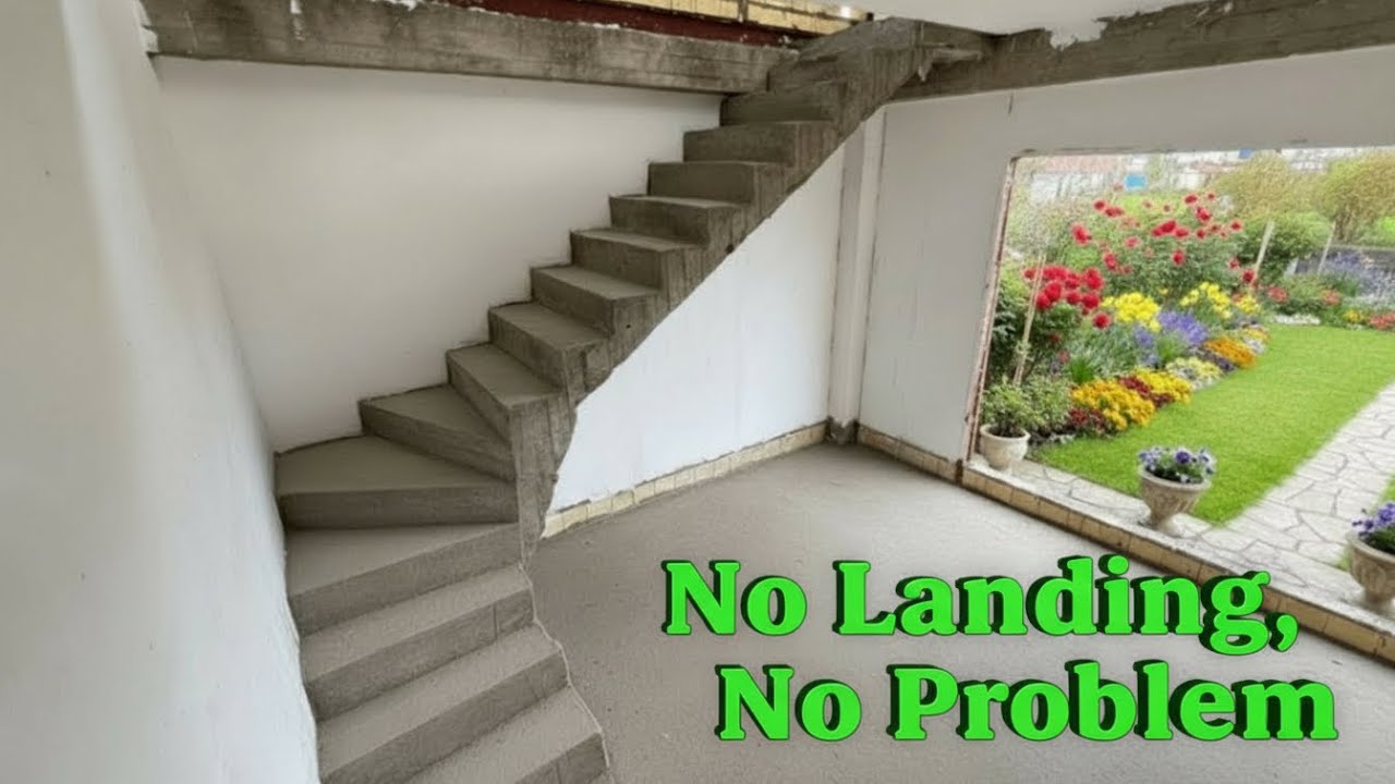 Smart Staircase Design | How We Fixed a Dangerous Landing Problem #construction #diy 