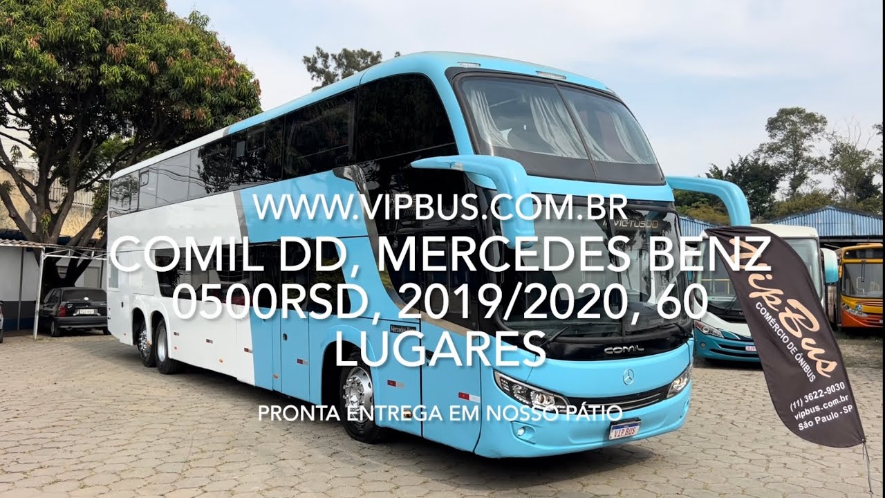 Comil DD, M. Benz O500RSD, 2019/2020, 60 lug. R$880.000,00. Vip Bus