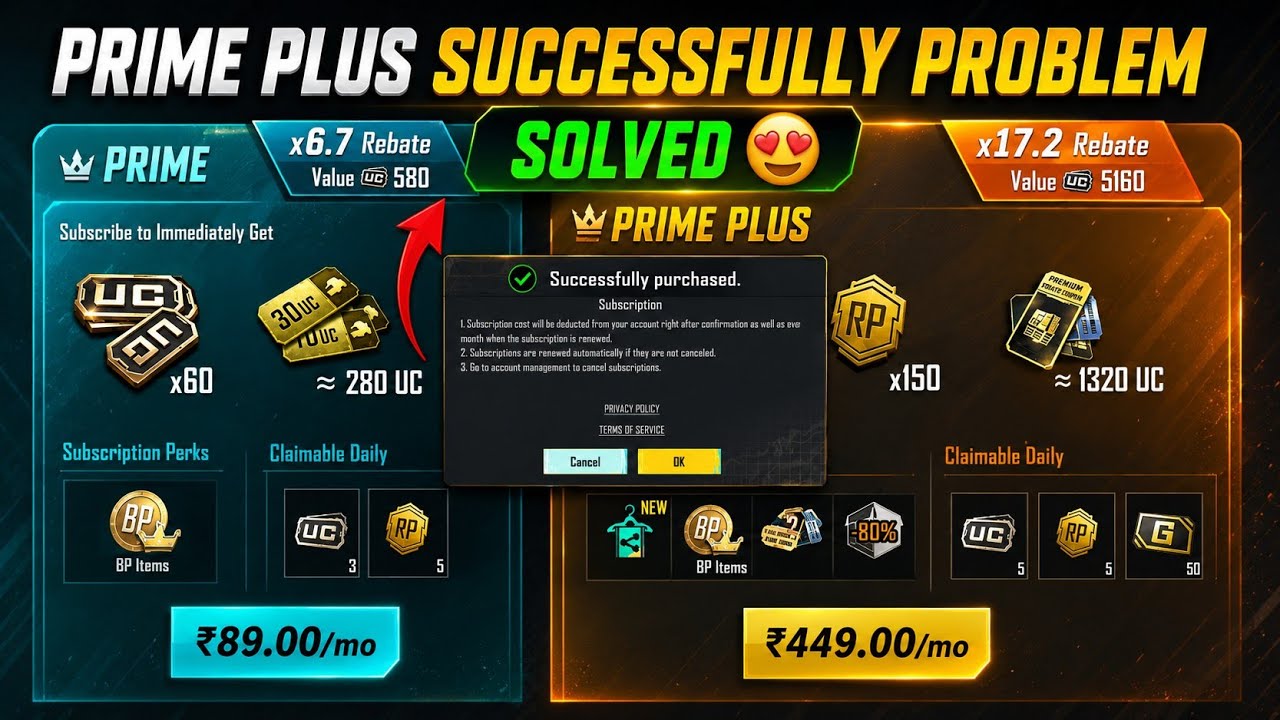 Prime plus subscription problem in bgmi 🔥 Solved successfully