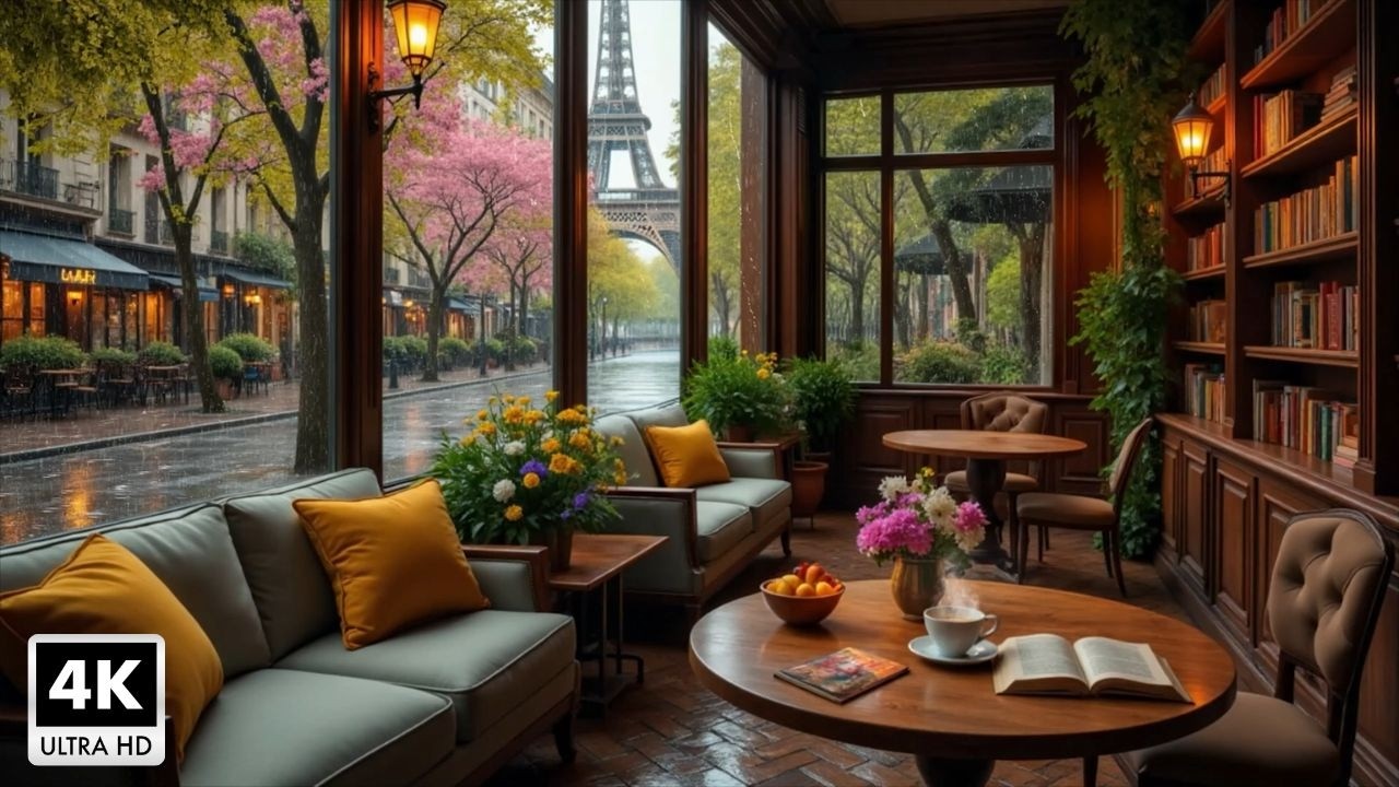 Beautiful April Jazz Piano Music ~ Peaceful Spring Rain Cafe Space for Study, Work & Concentrate