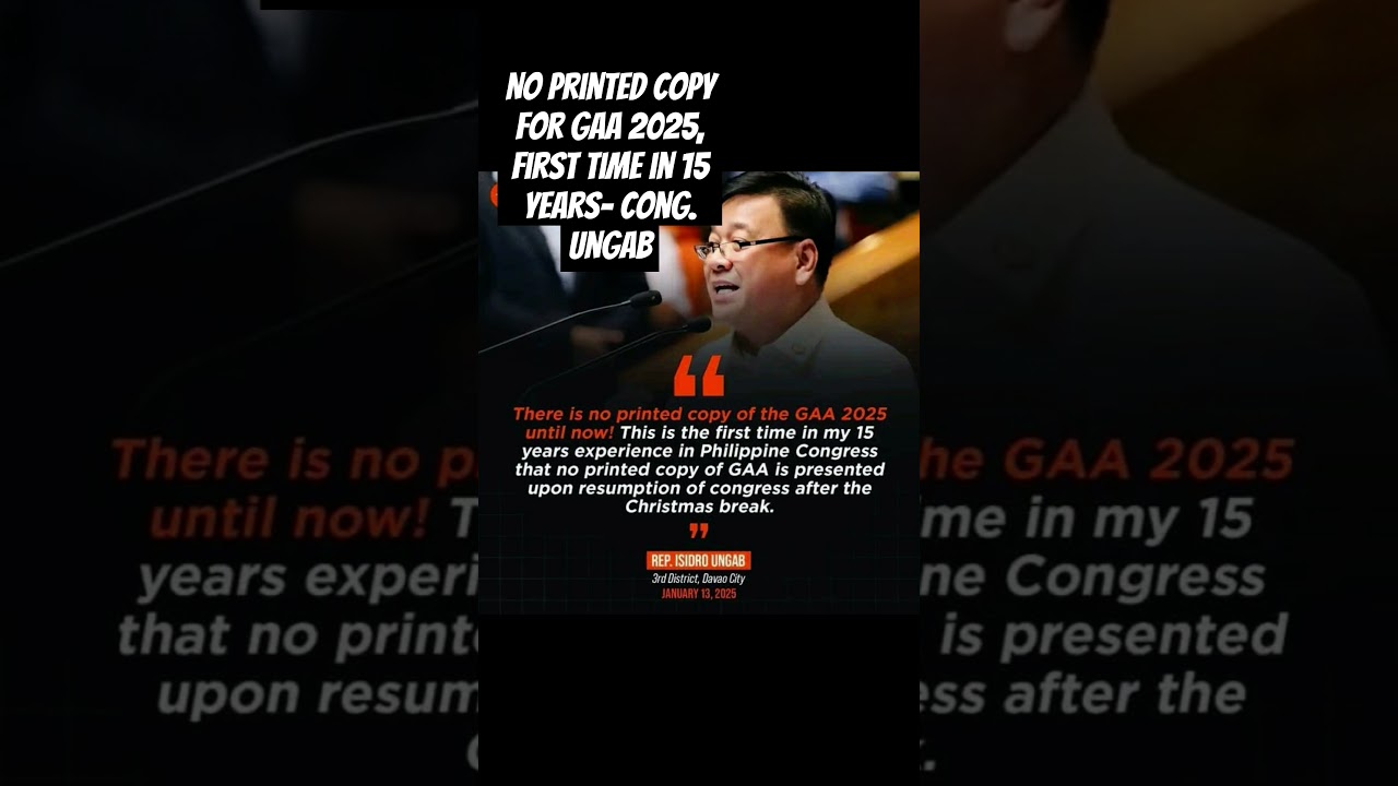 No printed copy for GAA 2025, First time in 15 years - Cong. Ungab #vpsara #prrduterte