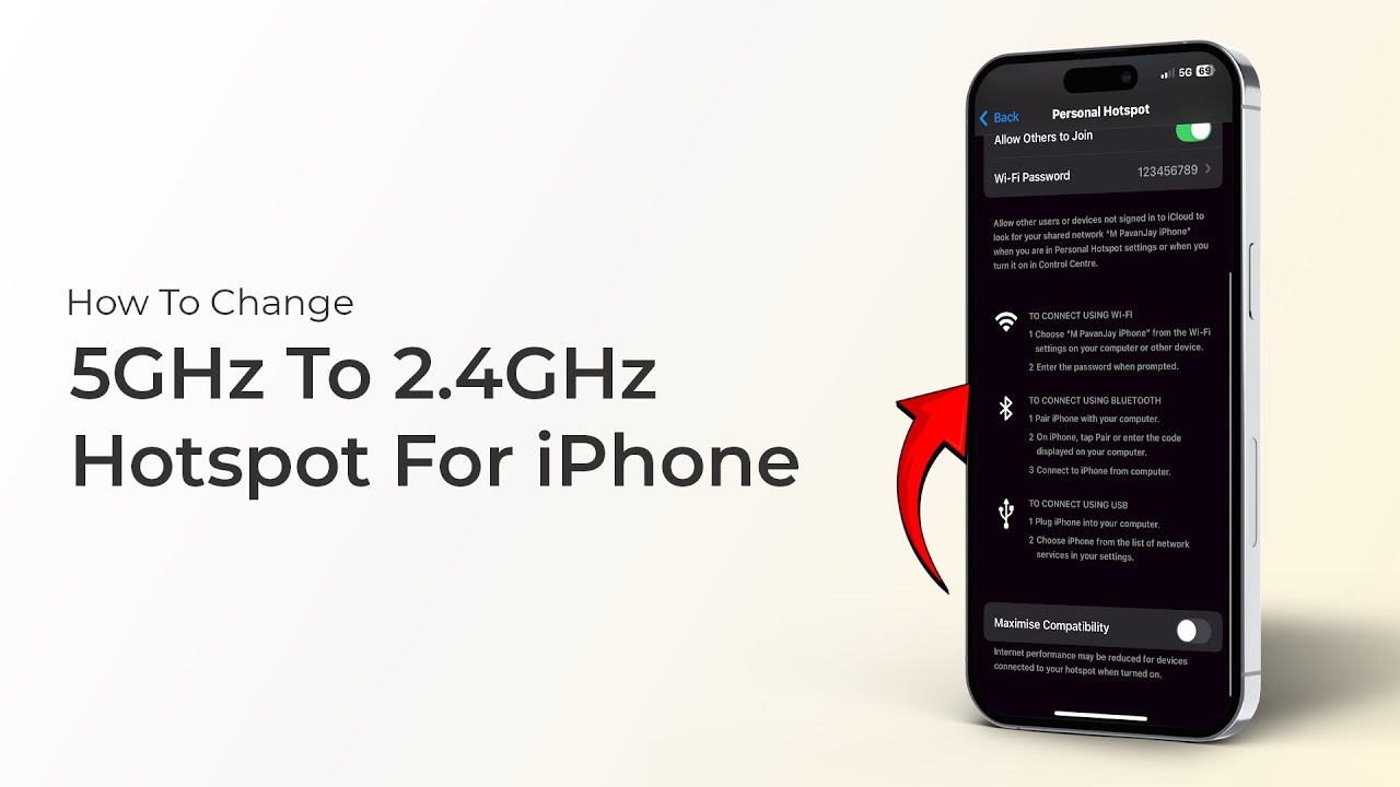 Как изменить 5 ГГц на 2,4 ГГц в точке доступа для iPhone?