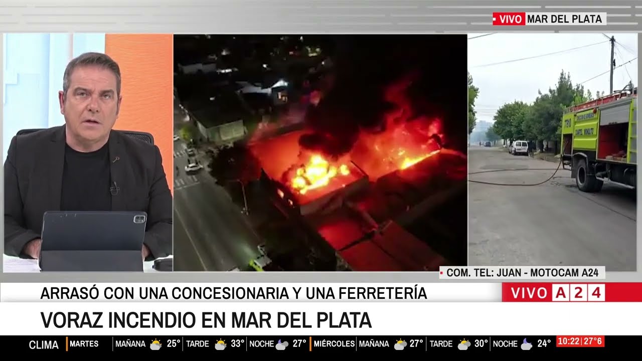 🔥 Voraz incendio en Mar del Plata: arrasó con una concesionaria y una ferretería
