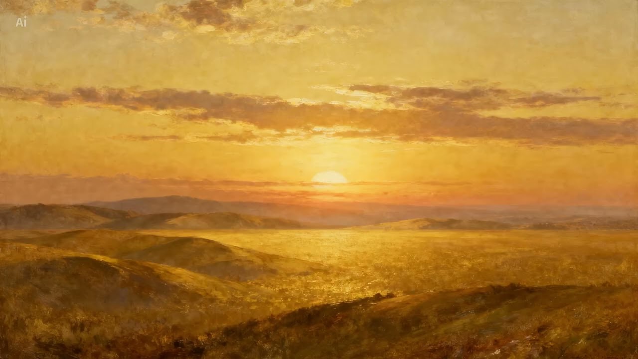Cinematic Oil Painting Landscape | Golden Horizon Screensaver | Relaxing Art 4K