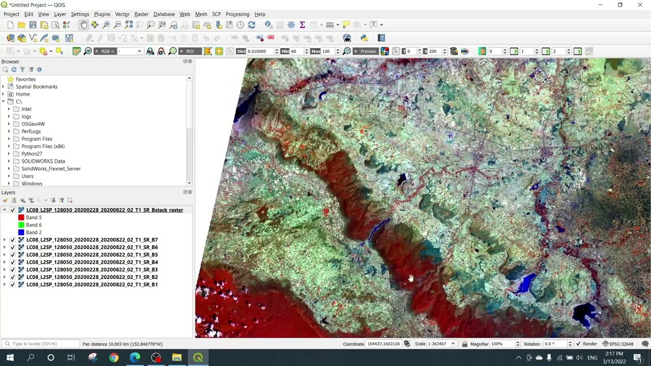 วิธีรวมแบนด์และผสมสีภาพถ่ายดาวเทียมแลนด์แซท 8 - How to stack and combine Landsat-8 bands using QGIS