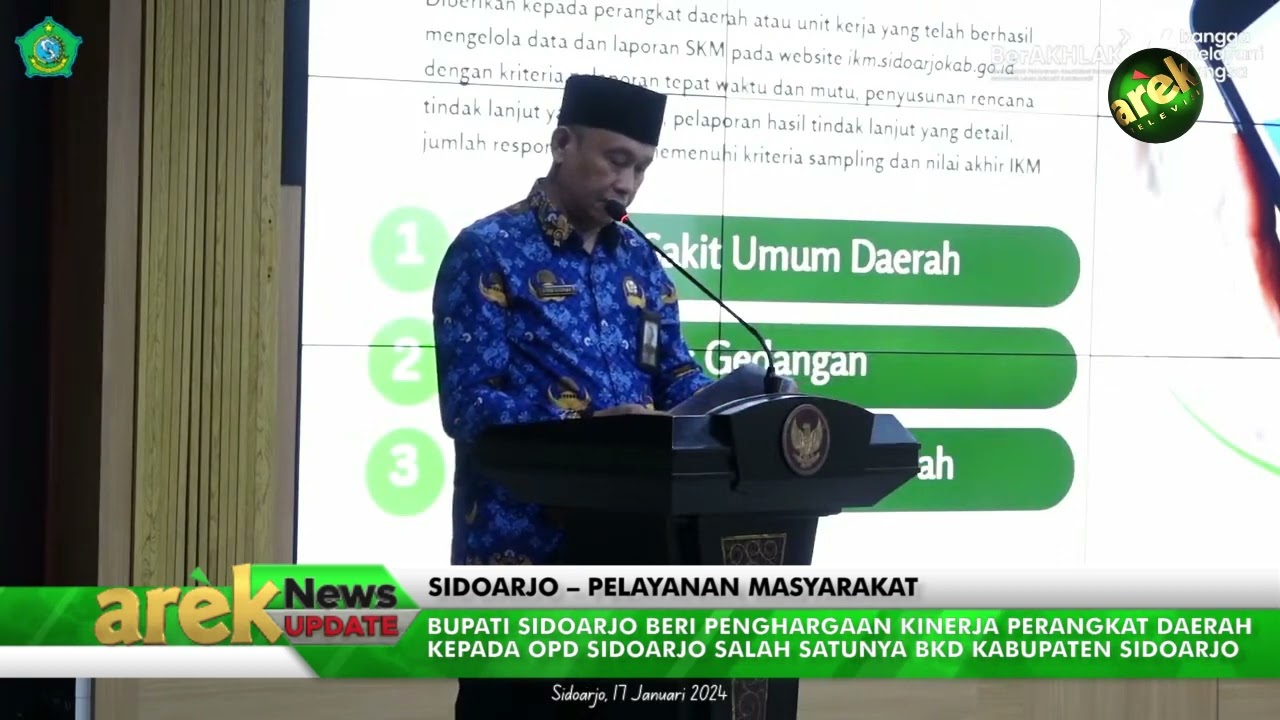 NEWS UPDATE - SIDOARJO - BUPATI BERI PENGHARGAAN KEPADA OPD SIDOARJO SERTA BKD KABUPATEN SIDOARJO